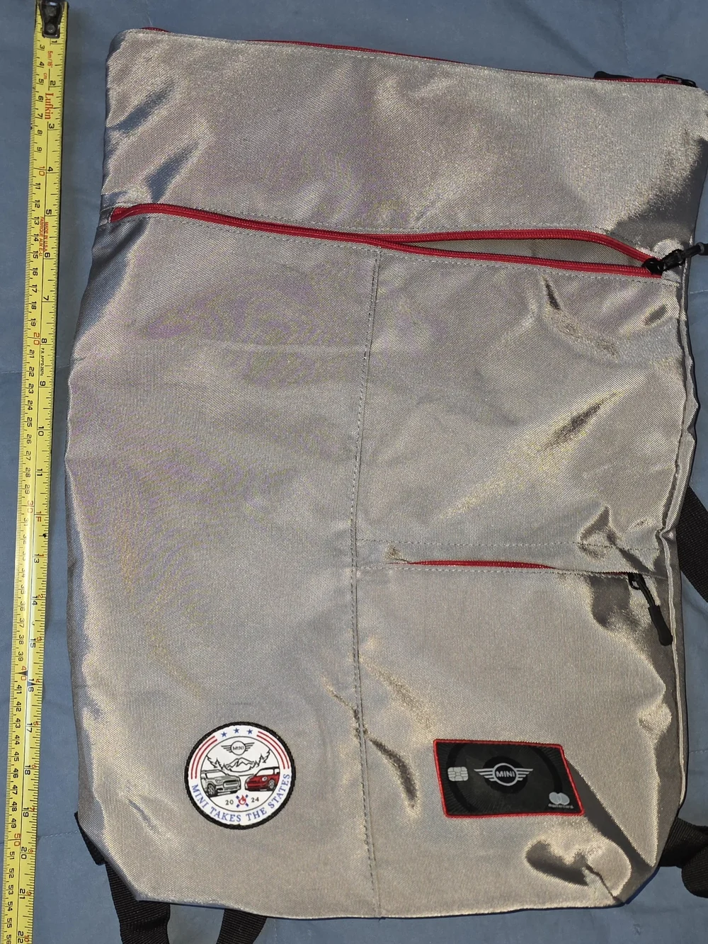 MINI Men's Silver Backpack with Red Trim
